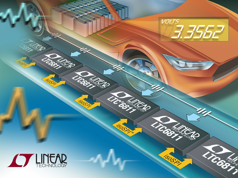Linear's low-cost HV automotive battery-stack monitor delivers high accuracy & improved safety